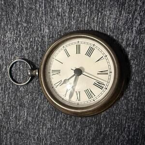 METAL CASE BATTERY POCKET WATCH DESK CLOCK ROMAN NUMERAL BRONZE FINISH